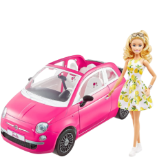 Barbie Fiat 500 nukella - vaaleanpunainen