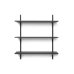 Sektorihylly, kolminkertainen / leveä - musta saarni / musta messinki (87 cm) Sektorihylly, kolminkertainen / leveä - musta saarni / musta messinki (87 cm)