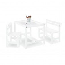 Lasten pöytä, tuoli ja penkki, Timo - valkoinen