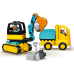 LEGO Duplo seurasi kuorma -autoa ja kaivinkoneita LEGO Duplo seurasi kuorma -autoa ja kaivinkoneita