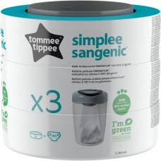 Tommee Tippee Simplee Sangenic -täyttöpakkaus, 3 kpl (yhteensopiva vain Simplee Sangenic Binin kanssa)